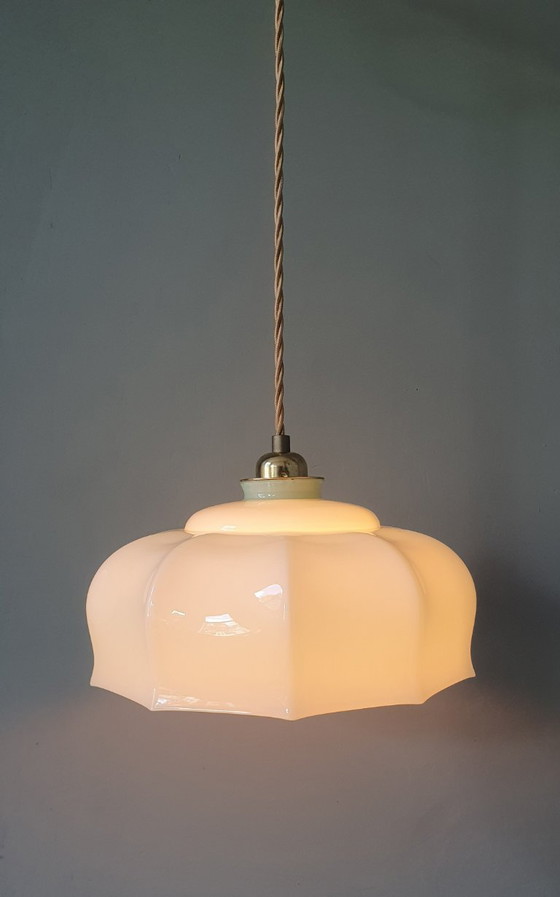 Vintage Franse Hanglamp - Pastel Groen Opaline Glas – Hanglampen (photo 9 of 16)