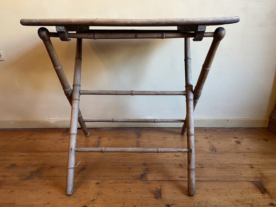 Image 1 of Sfeervolle Klaptafel Bijzettafel Faux Bamboe Frans
