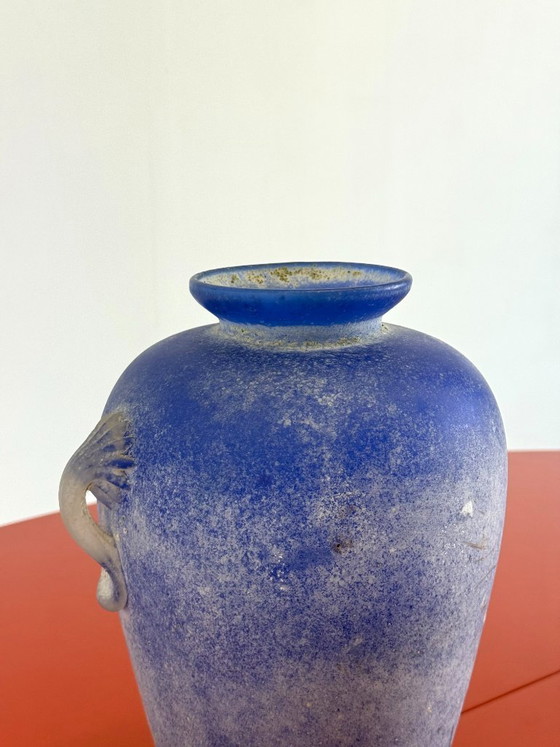 Image 1 of Vintage Murano amphora vase cobalt blue