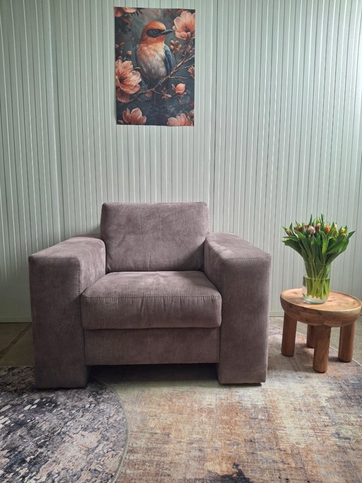 Luxurious armchair / 1-seater sofa in brushed leather, new