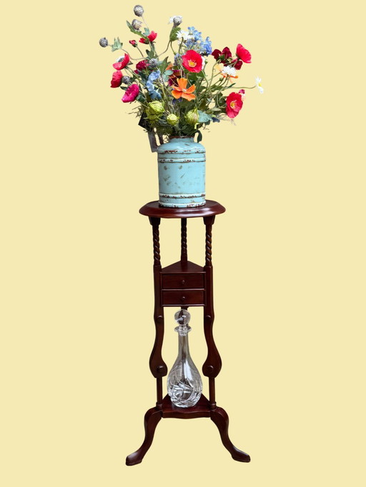 Slender teak plant table – a functional sculpture