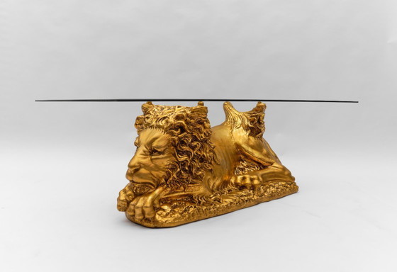 Image 1 of Vintage Italian Ceramic Handcrafted Lion Coffee Table, 1960s