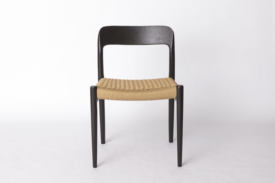 Image 1 of Niels Møller Model 75 Chair in Black Oak with Danish Cord, 1960s Mid-Century Modern Scandinavian Design