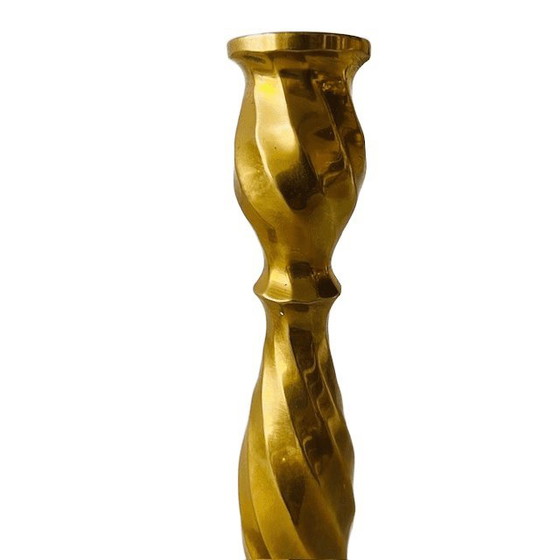 Image 1 of Ensemble de chandeliers en laiton tourné Mid Century tourbillon années 1950.