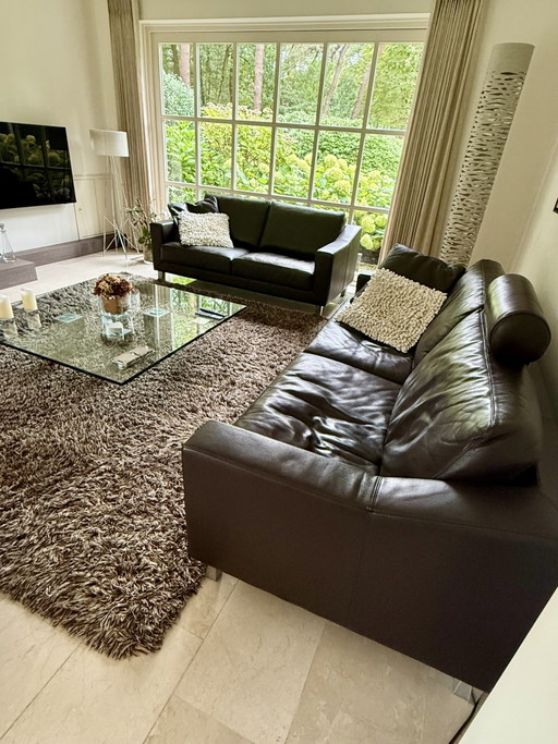 Leolux Antonia Sofa 3-seater and 2-seater – bankstel, Leather, Metal