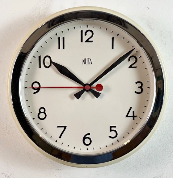 Image 1 of Vintage Beige Industrial Wall Clock from NUFA, 1960s