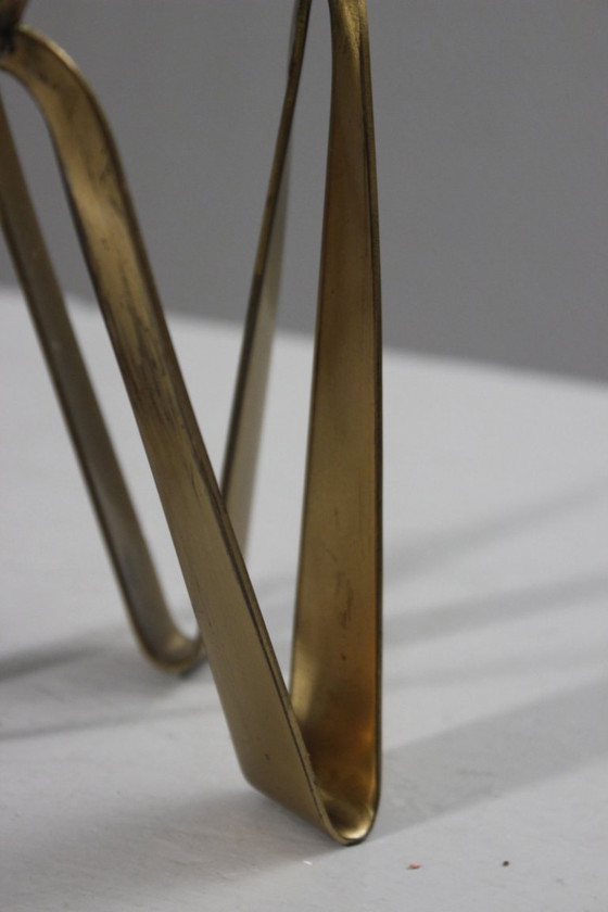 Image 1 of Vintage brass three-light candlestick, modernist design, 1950s