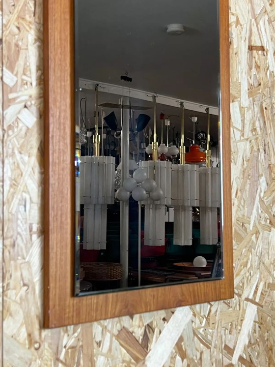 Image 1 of 60s 70s Teak Mirror Mirror Wall Mirror Danish Modern Design Denmark 60s