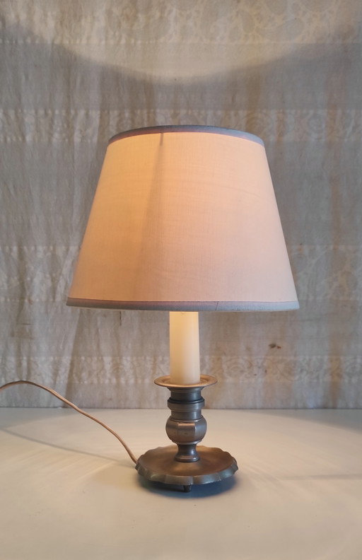 Neoclassical Style Pewter Table Lamp - Mid-20th Century – tafellampen, Metal
