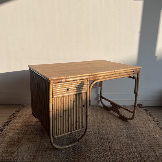 Image 1 of Rotan Bamboe Bureau Mid Century Vintage