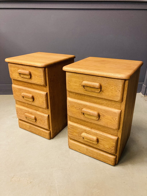 Set van 2 ladekastjes, massief eiken, jaren ‘80