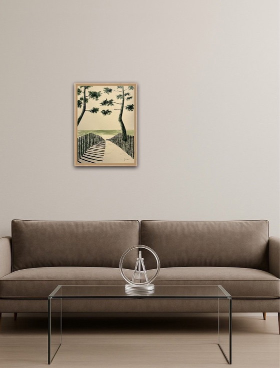 Image 1 of Inchiostro verde oliva su carta naturale da 250 g. Dimensioni 40x30 cm.