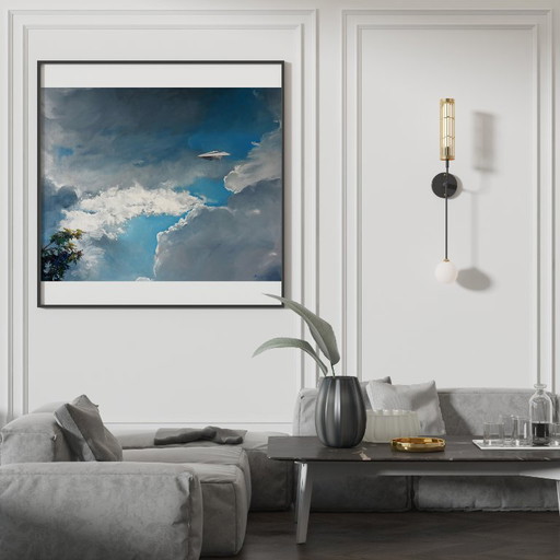 Original Oil Painting Modern Art Landscape Sky Clouds To A Meeting – schilderijen tekeningen, Canvas (photo 2 of 7)