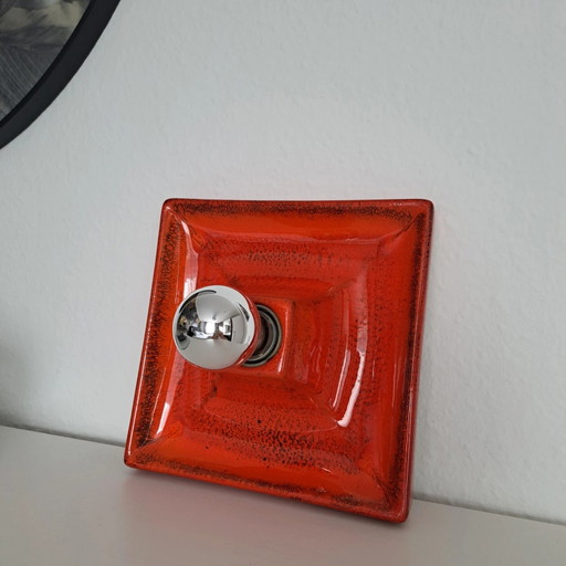 Applique Hustadt Leuchten, céramique, rouge-orange, années 1970 – wandlampen, Ceramic, Metal