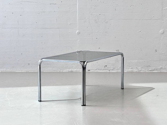 Image 1 of Couchtisch aus Chromstahl und Rauchglas, 1970er Jahre