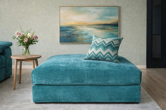 Image 1 of Nieuw Groen Blauwe Hocker Poef Melchior