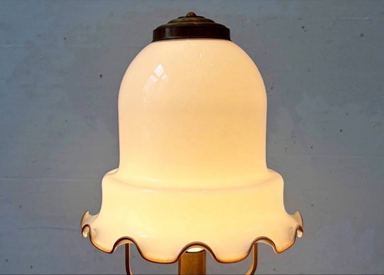 Image 1 of Table lamp with wavy glass shade, Murano glass, Italy, 1920s