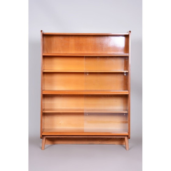 Image 1 of Vintage walnut and glass bookcase by Tatra Pravenec, Czech 1950