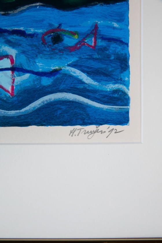 Image 1 of Guazzo / composizione figurativa colorata - Artista: Hans Truijen - Titolo: Viaggio notturno