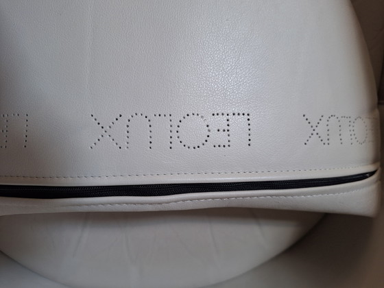 Image 1 of 2 Gray White Leather Club Chairs With Matching Footstool