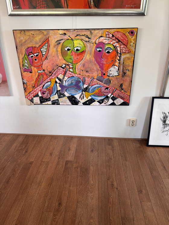 Schilderij ‘Hé, die is van mij’ Loekie Grijspaardt – Schilderijen & Tekeningen, Canvas, Wood (photo 5 of 5)