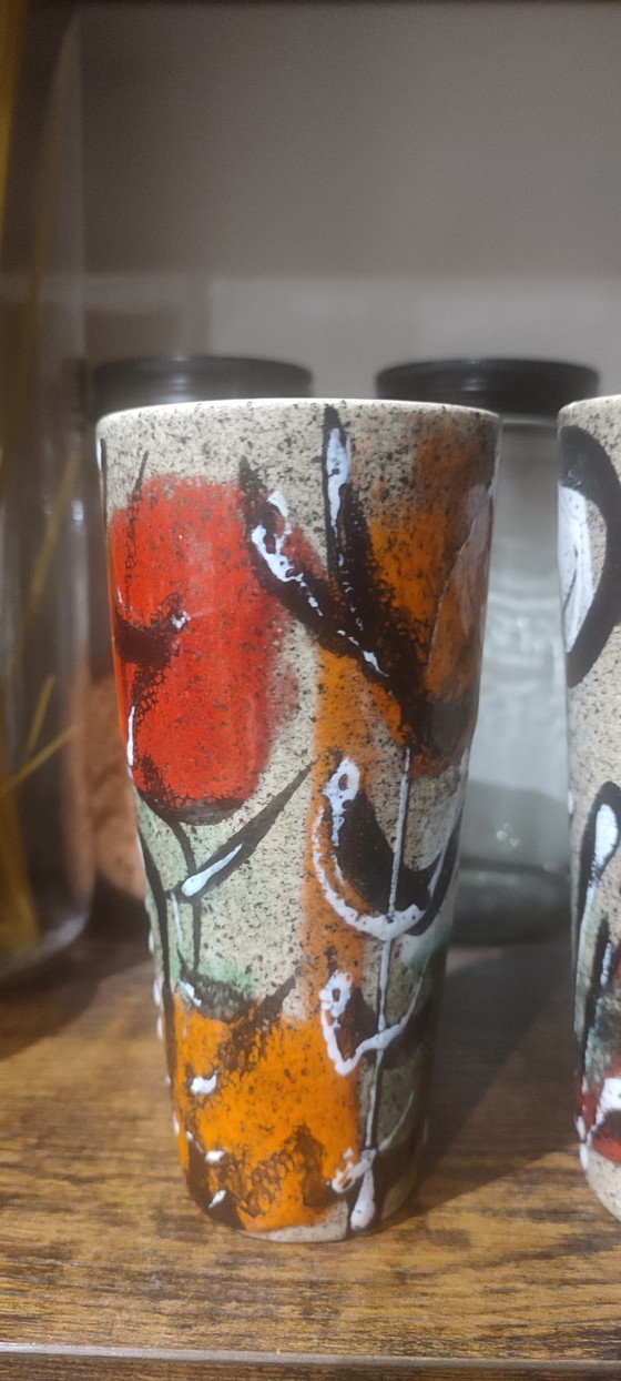 Image 1 of Pair of signed and numbered vintage ceramic mugs