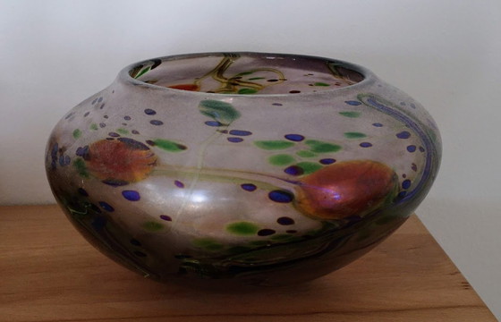 Image 1 of Peter Layton Britse Studio Art Glass Vaas Uniek (1984), Signatuur