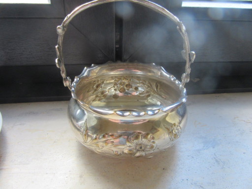 WMF Art Nouveau Antieke Kom met Zwenkhandvat, Verzilverd, Gestempeld WMFM – schalen, Metal, Silver