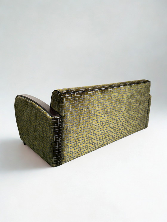 Image 1 of Art-déco-Sofa Bankgrüner Samt
