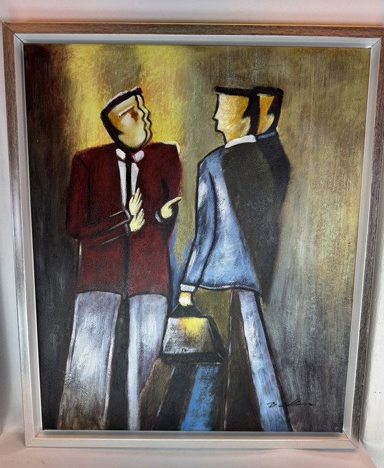 Image 1 of Set di 2 dipinti moderni - firmati B. W... - 55×65 cm