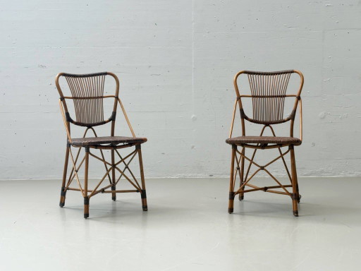 Set of 2 vintage designer chairs by Yuzuru Yamakawa made of bamboo