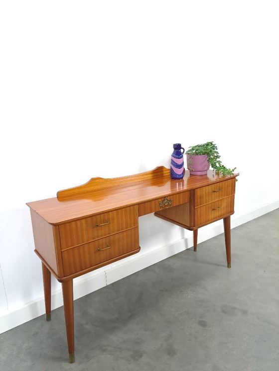 Image 1 of Side table with drawers and brass details from Sweden, children's desk