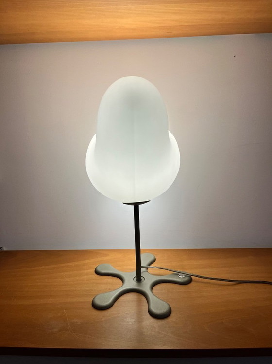 Image 1 of "Coco" table lamp designed by Aldo Cibic, produced by Foscarini - Grey metal & opaline glass