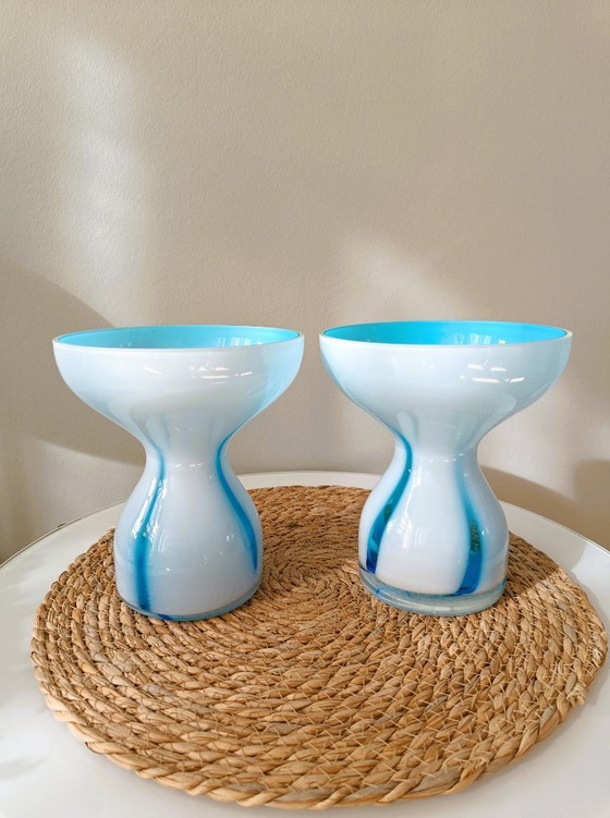 Image 1 of Hand-blown studio glass vases | Set of 2 | Czechoslovakia |