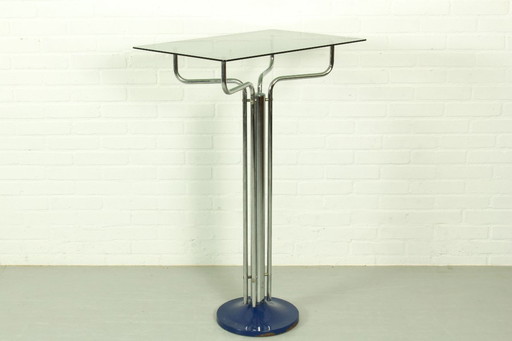 Vintage Chrome Plated Console Table with Glass Top – 1970s Modernist Design