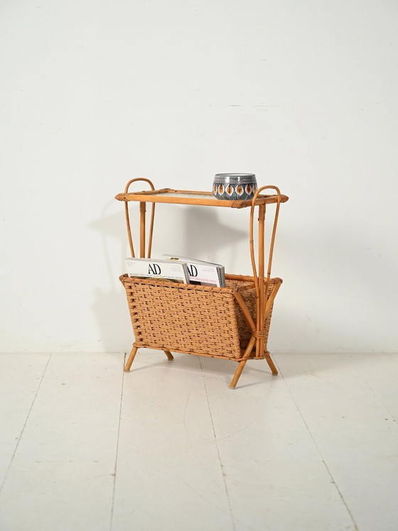 Image 1 of Skandinavischer Zeitschriftenständer aus gewebtem Bambus