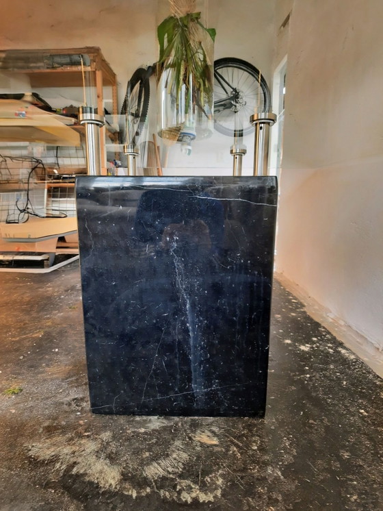 Artedi Dining Table, Nero Marquina Marble & Bevelled Glass (1970s-1980s), Black (photo 4 of 15)