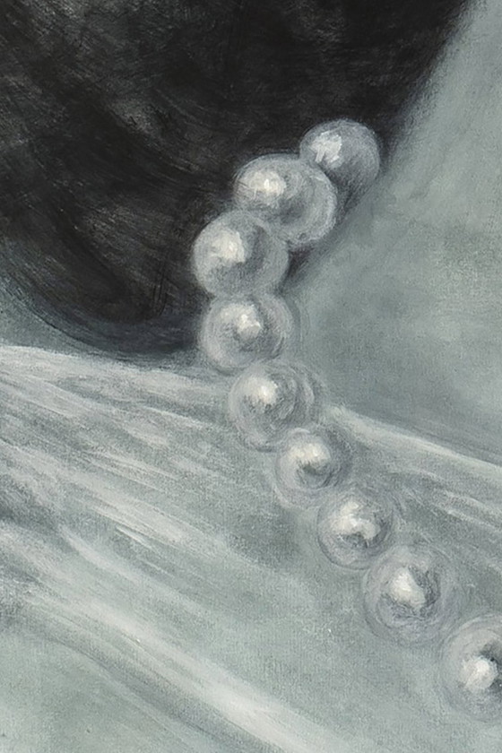 Image 1 of Evelyne Baget, Gemäldedetail eines Porträts einer jungen Frau. Zeitgenössisch.