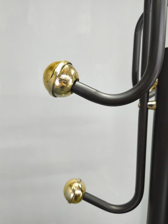 Image 1 of Italiaanse kapstok uit het midden van de 20e eeuw, zwart metaal, plastic en steen, jaren 70