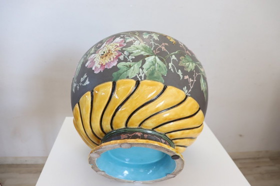 Image 1 of Vaas van keramiek met bloemendecor, Italië, jaren 1980