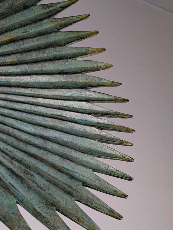 Monumental Valenti Fan Palm Bronze and Brass Table Lamp, 1970s (photo 16 of 20)