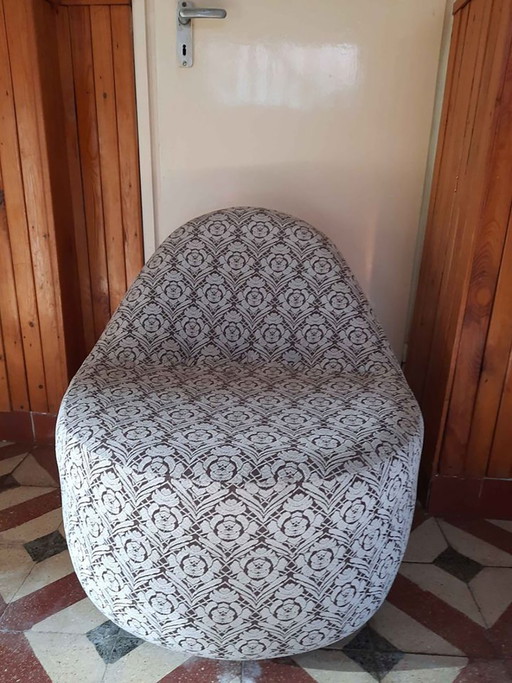Sillón Mid-Century con tela estampada, años 70