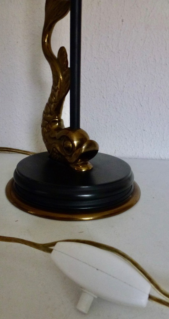 Image 1 of Table lamp with Koi Carp in brass