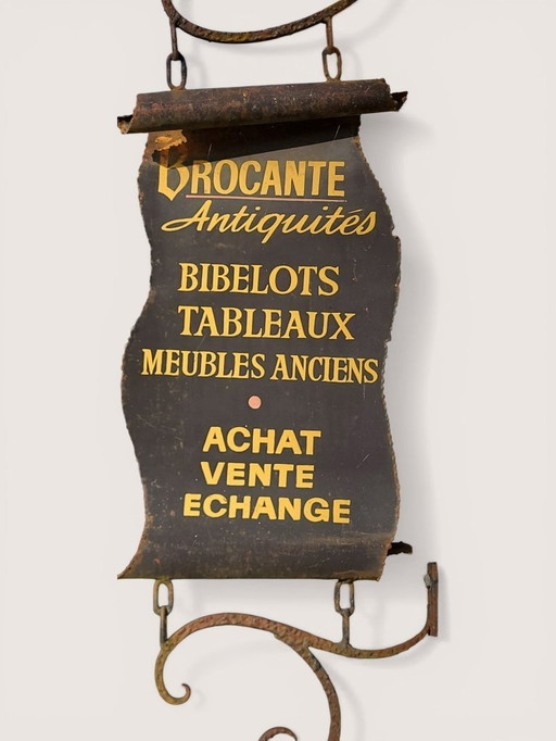 Letrero de hierro de anticuario/vendedor de artículos de segunda mano