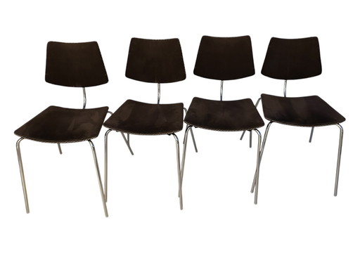 4 X chaises Dan Form en velours