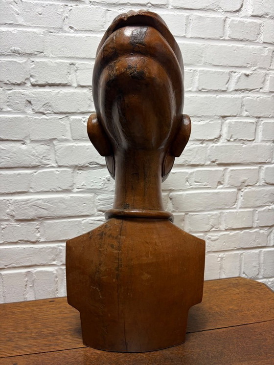 Image 1 of Busto africano vintage intagliato a mano – Legno massello (52 cm)