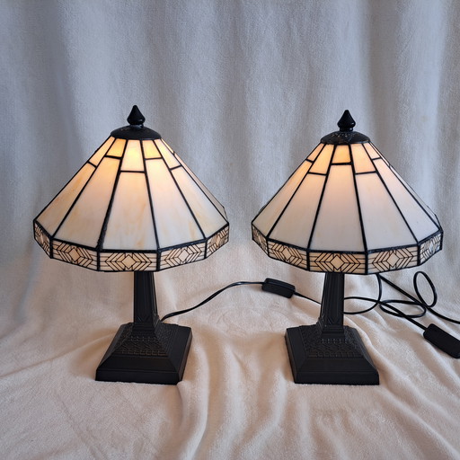 Set van 2 Tafellampen in Tiffany-Stijl