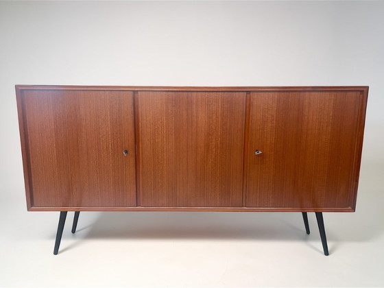 Image 1 of Mid Century Modern Teak Sideboard 1960s | German RT Furniture Cabinet Model 127 | Vintage Scandinavian Style Credenza