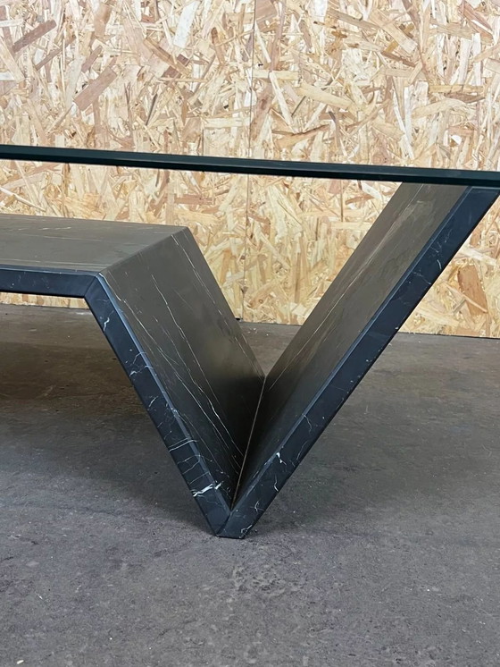 Image 1 of 60s 70s marble table coffee table glass table marble space age design