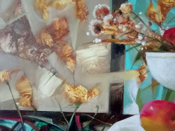 Original Oil Painting Abstract Expressionism Still Life Symbolism Apples – Paintings & Drawings, Canvas (photo 5 of 8)